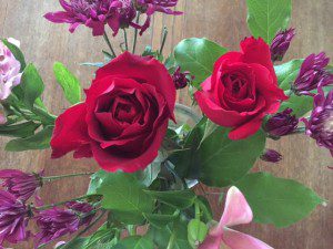 A close up of some flowers on a table