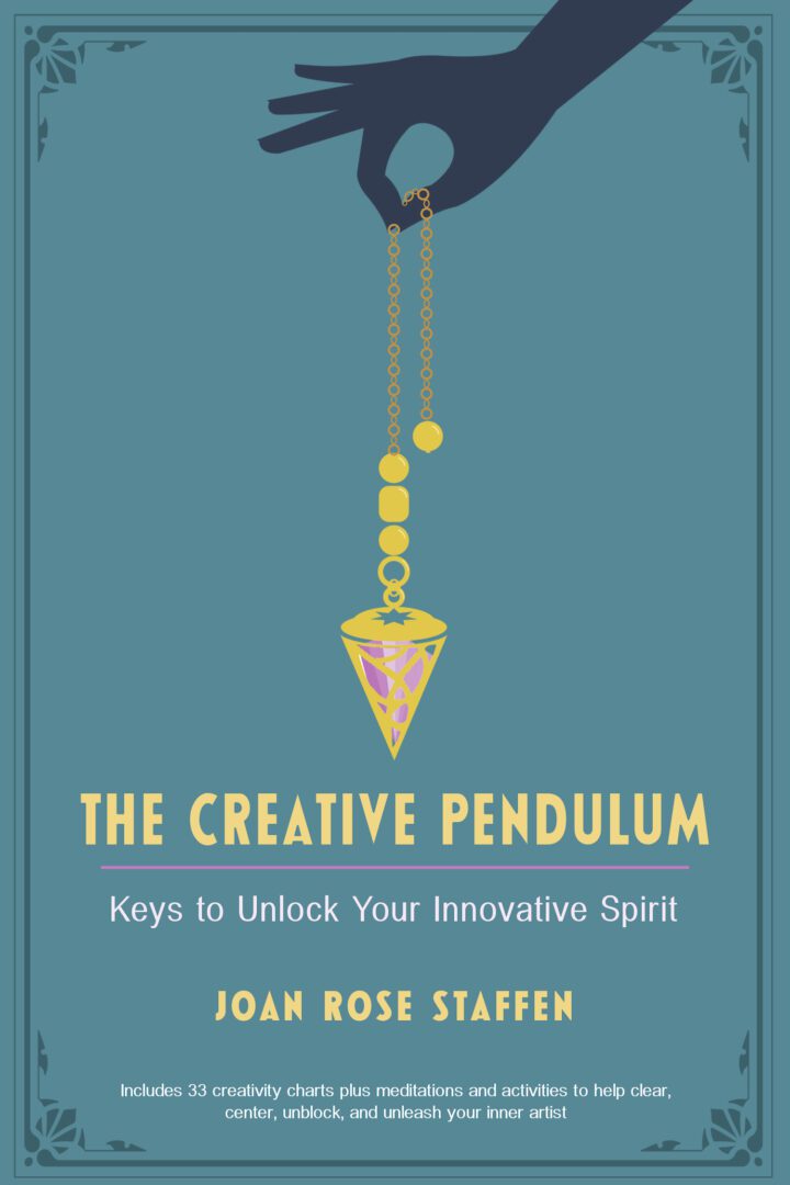 A book cover with a pendulum hanging from the side of it.