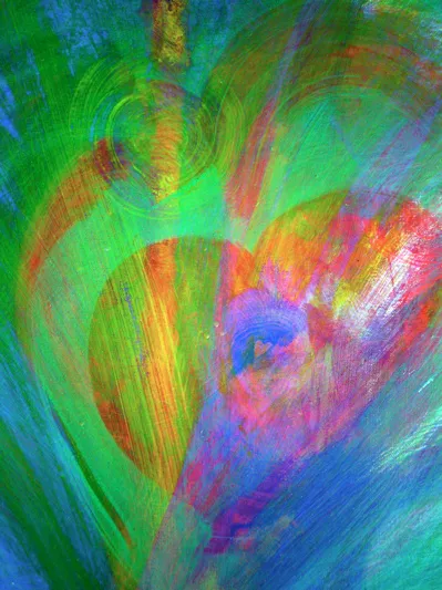 Abstract painting in vibrant colors.
